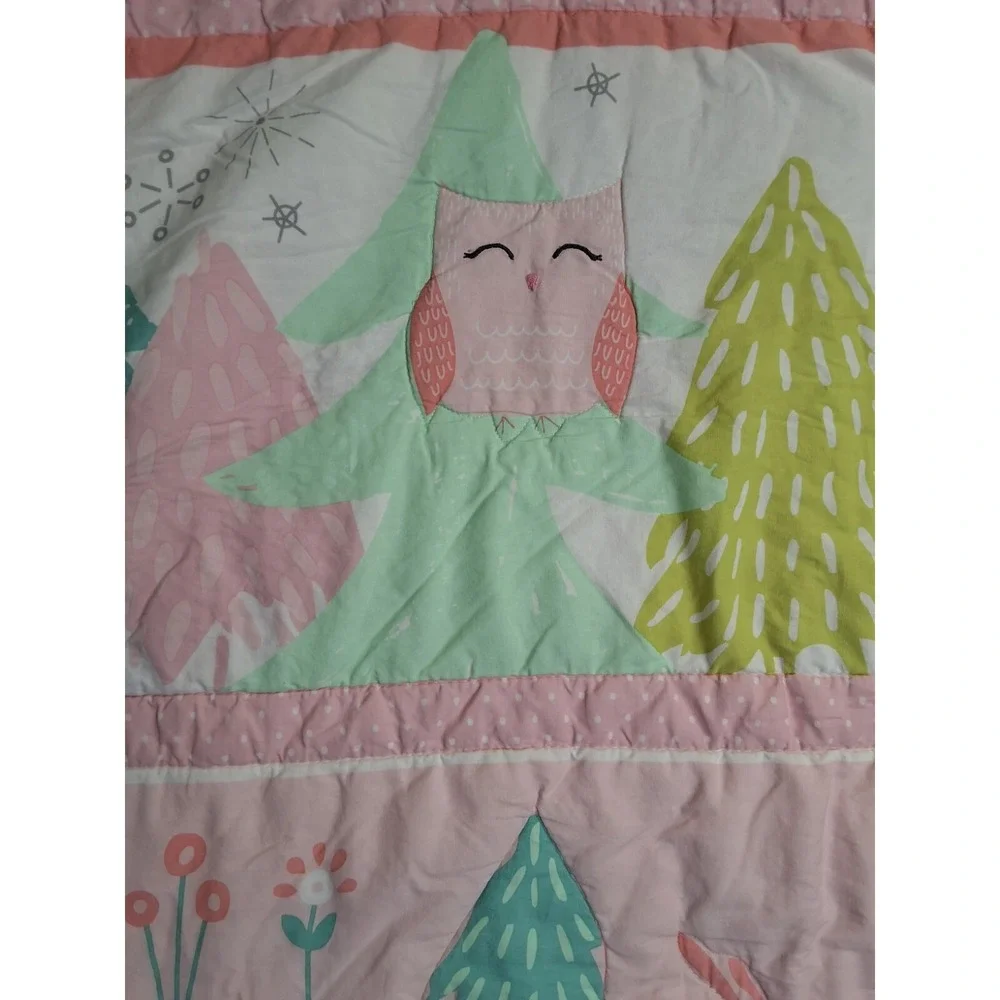 Cloud Island Animal Baby Blanket Woodland Quilt Girls Nursery 31